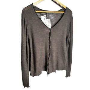 Zara NWT Brown Long Sleeve V Neck Light Weight Cardigan L